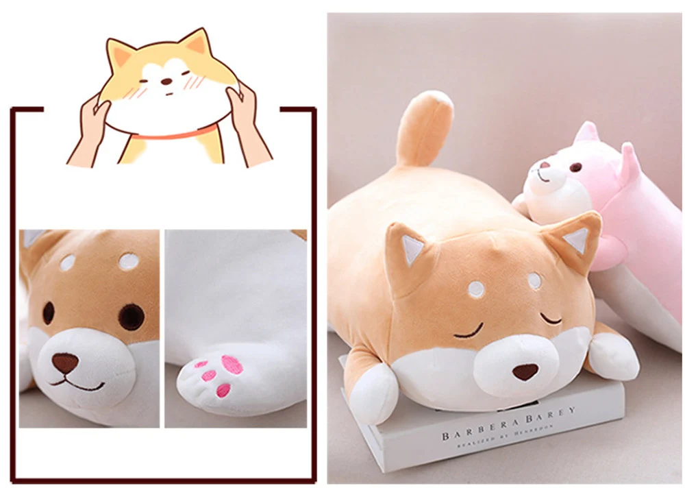 Fancytrader Giant Lying Animal Akita Plush Toy Pillow Stuffed Cartoon Anime Shiba Inu Dog Doll   58cm Present for Children9
