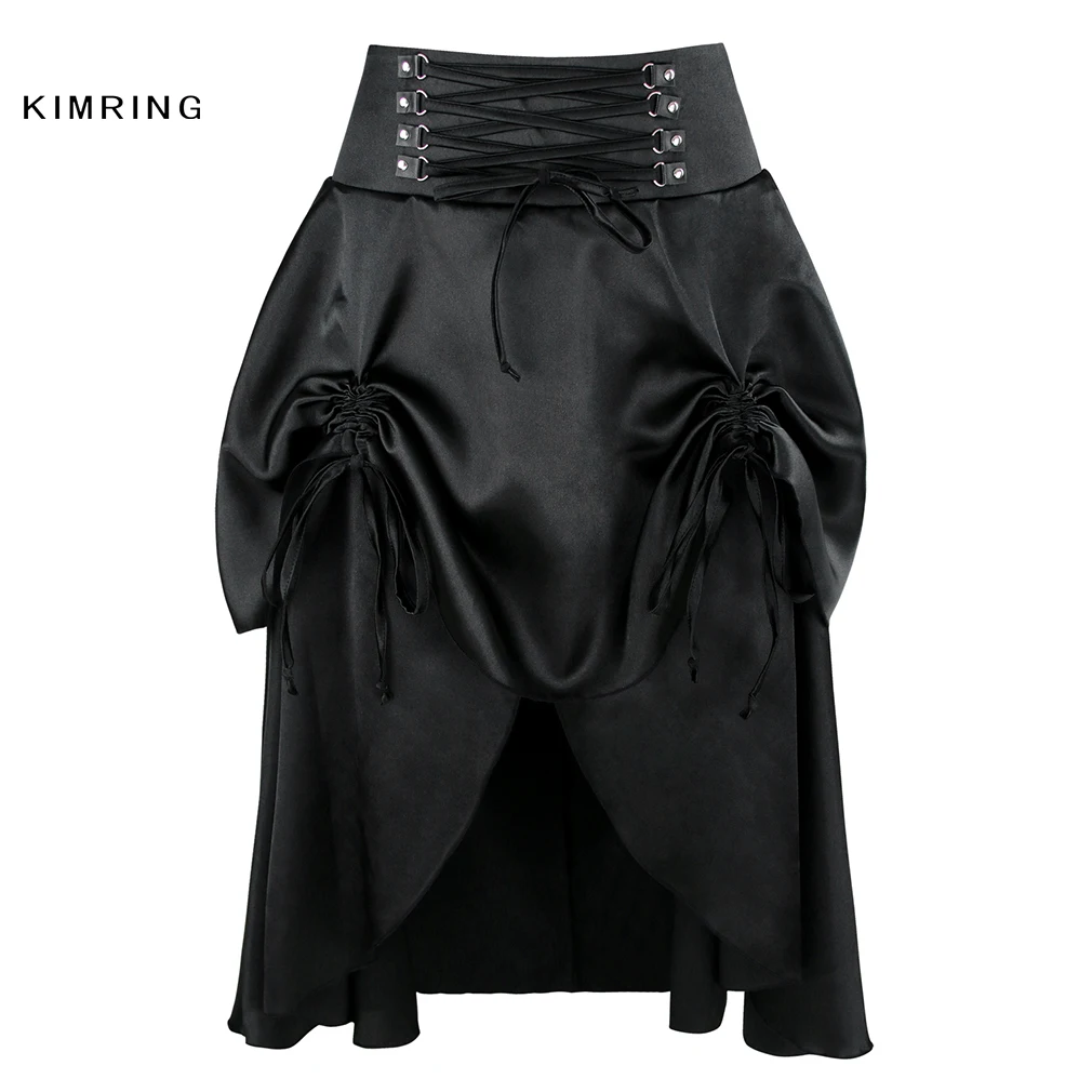 Kimring Vintage Steampunk Skirt Victorian Gothic High Waist Skirts Slim