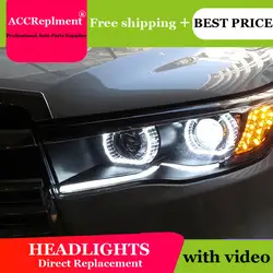 Стайлинга автомобилей 2015 фары для Toyota Highlander светодиодный фар глаза ангела светодиодный H7 hid Би-ксеноновые линзы ближнего света ксеноновые