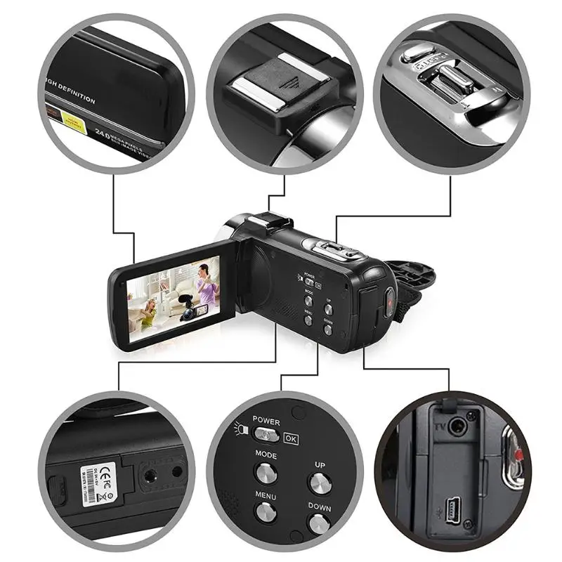 1080 P Full HD Пульт для видеокамеры управление инфракрасной камерой ночного видения 24MP 16X цифровой зум видеокамера с микрофоном сенсорный экран