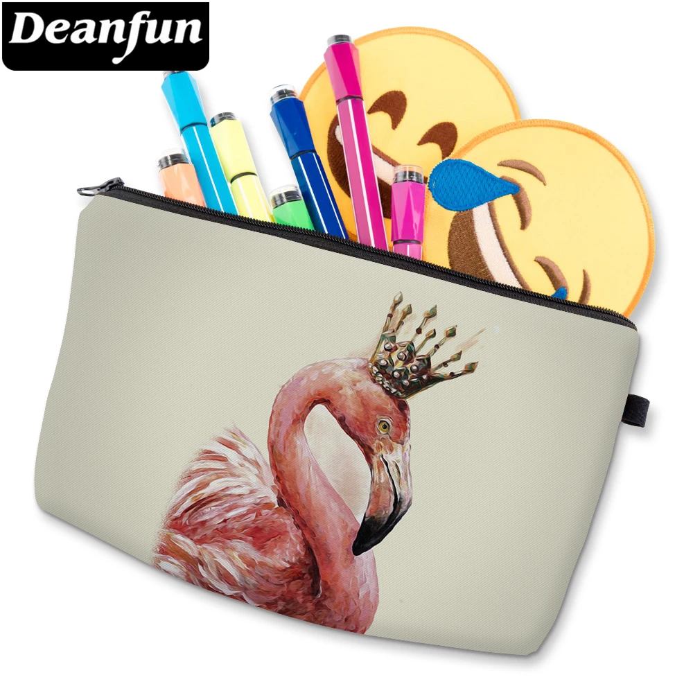 Deanfun Cosmetic Bags 3D Printed Flamingo with Crown Women Makeup