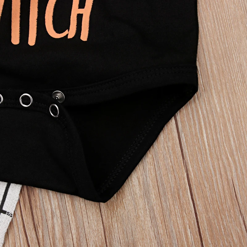 2018 New Arrival Halloween Witch Printed Black Cotton Bodysuit Jumpsuit Baby Boy Girls Costume 4-24 Months