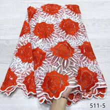 2019 High-end fashion red French Lace Fabric High Quality African Tulle Embroidered milk silk net Lace Fabric For Wedding 511