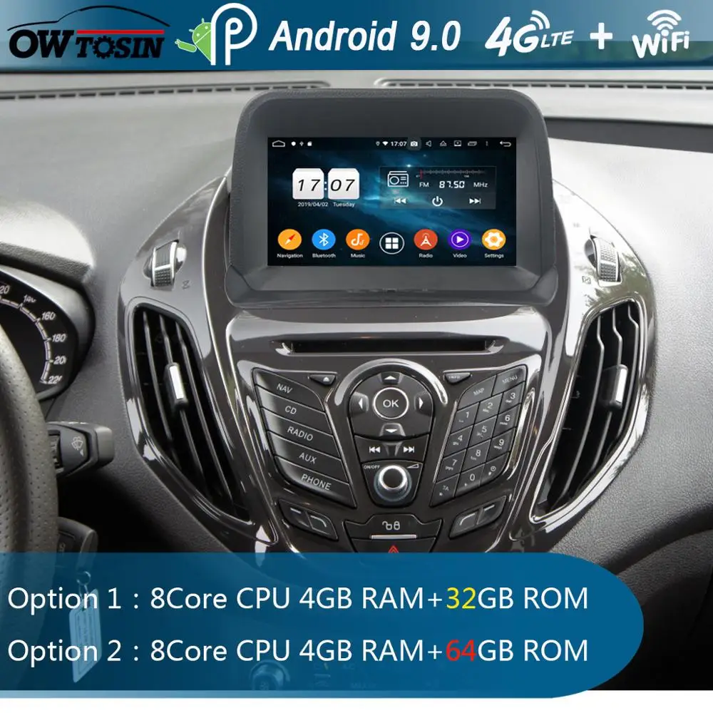 

8" IPS Octa Core 4G RAM+64G ROM Android 9.0 Car DVD Radio GPS For Ford Tourneo Courier 2014 2015 2016 2017 DSP CarPlay Parrot BT