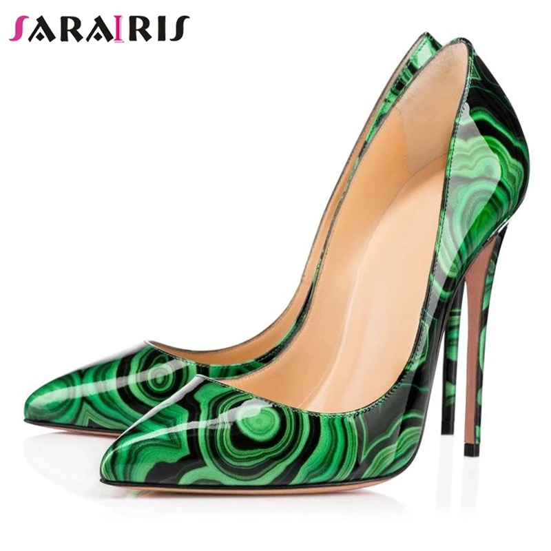 

SARAIRIS New Fashion Plus Size 34-45 Patent Pu Leather High Heels 12/10/8cm Shoes Woman Casual Party Sexy Ol Spring Autumn Pumps