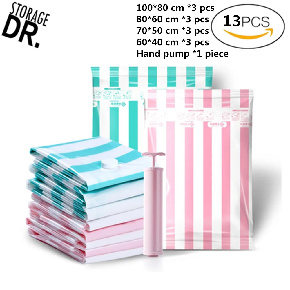 DR.STORAGE Vacuum Bags for Clothes with Pump Ziplock Vaccum Space Saver