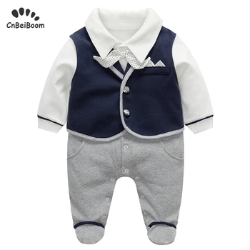 

2020 new style Cotton Baby Boy Romper + vest NewBorn Clothes sets spring Autumn Overalls Rompers Beard gentleman suits for boys