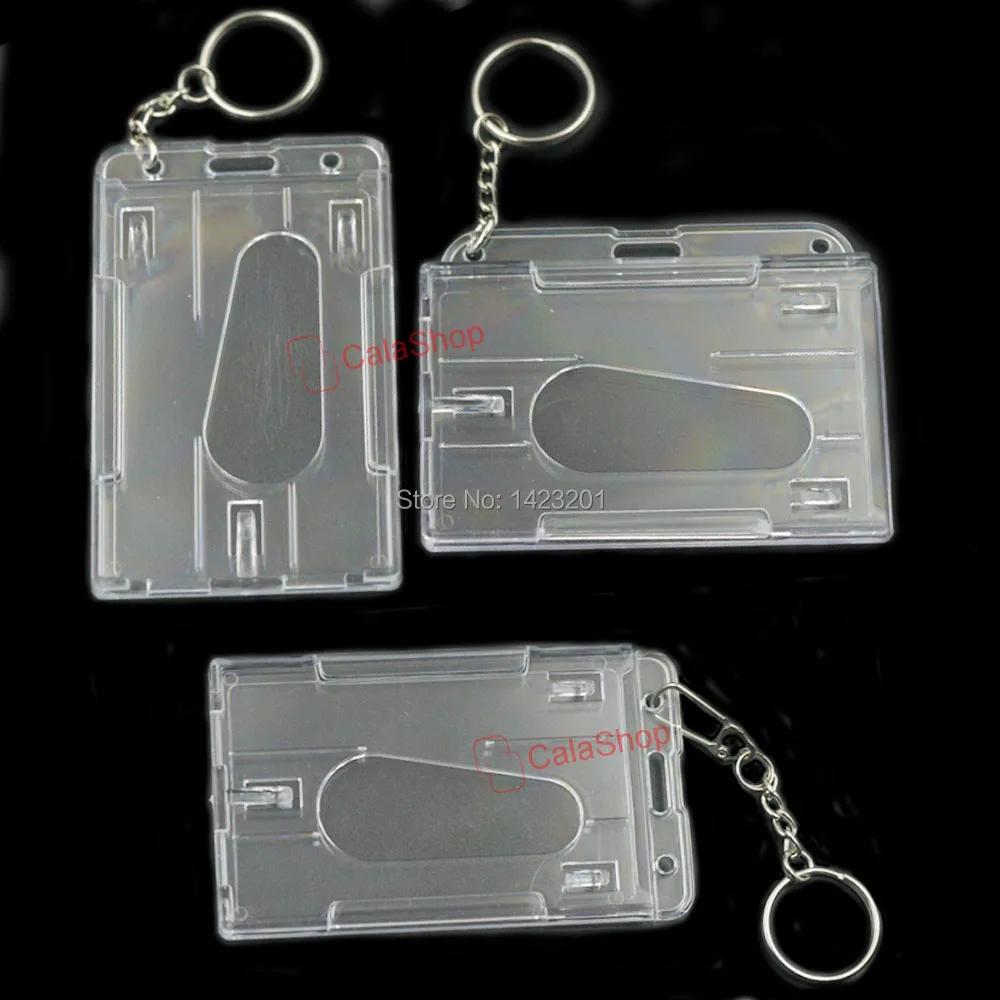 5 Sets / Lot Hard ID Cards Badge Holder Horizontal Vertical With Key
