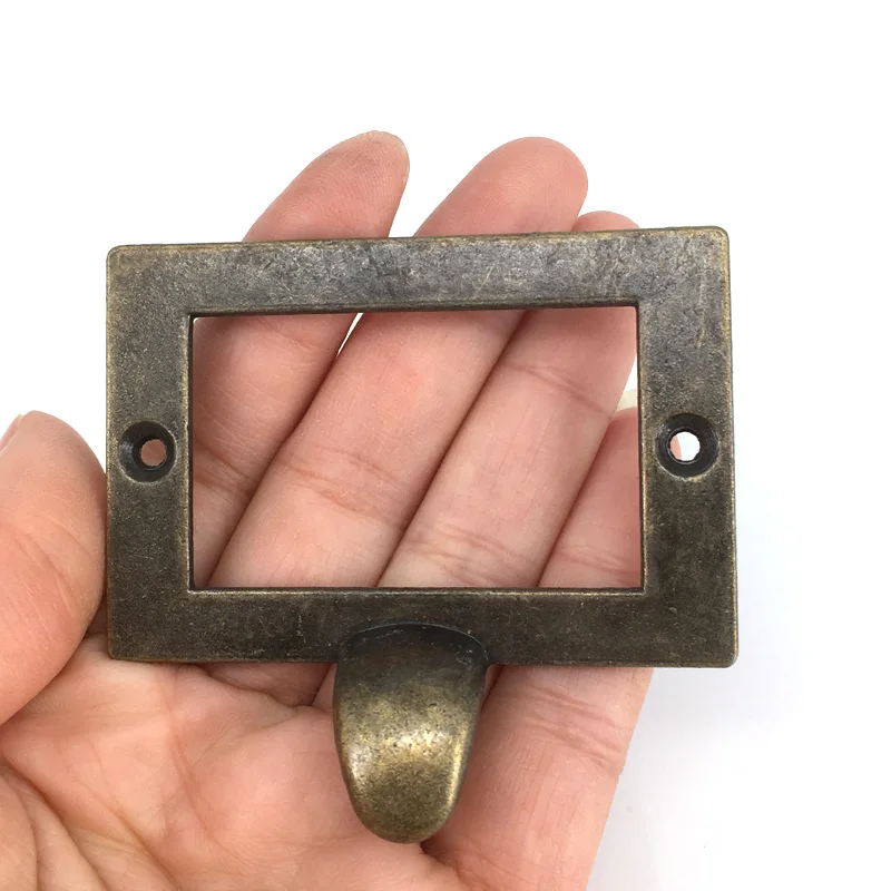 Antique Bronze Large 73*62mm Label Frame Pull Card Holder Shelf Library
