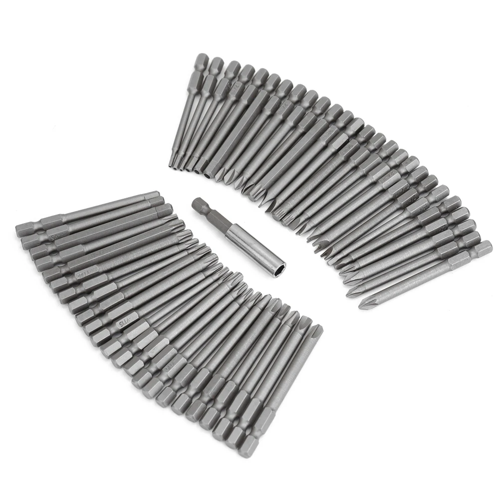 50pcs 1/4" 75mm Screwdriver Set Precision Screwdriver Set Repair Tools Kit Chrome Vanadium Steel Extra Long Reach Bit Set