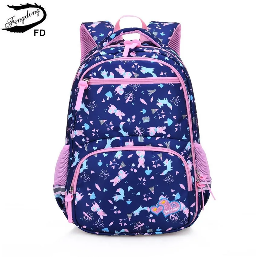 FengDong корейский стиль kawaii рюкзак детские школьные сумки для девочек милая сумка с животным принтом начальный школьный рюкзак школьные