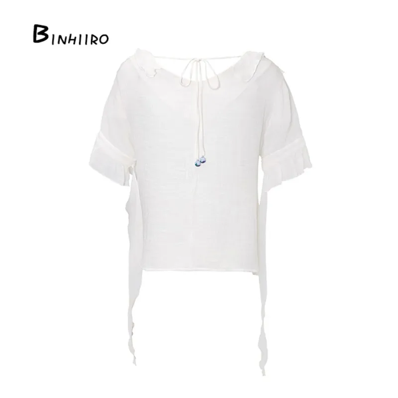 v neck ladies ruffled tops white flare sleeve womens blouses chiffon blouses summer casual short sleeve shirt Arrival new Blouses