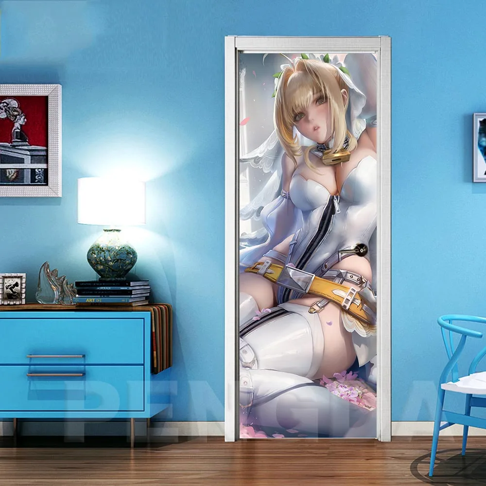 Настенная Роспись «сделай сам» наклейка креативная дверь наклейка аниме печать обновленная картина ПВХ обои самоклеющиеся домашний Декор девушки комната ремонт - Color: Door LXR3108-03