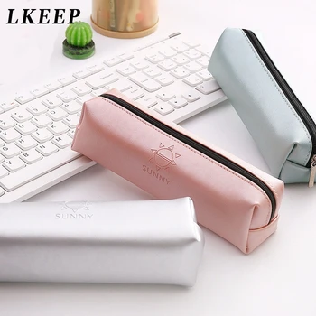 

New Solid Simple Fashion Cosmetic Bag Case Stationery Supplies Storage PU Make Up Bags Organizer For Cosmetics
