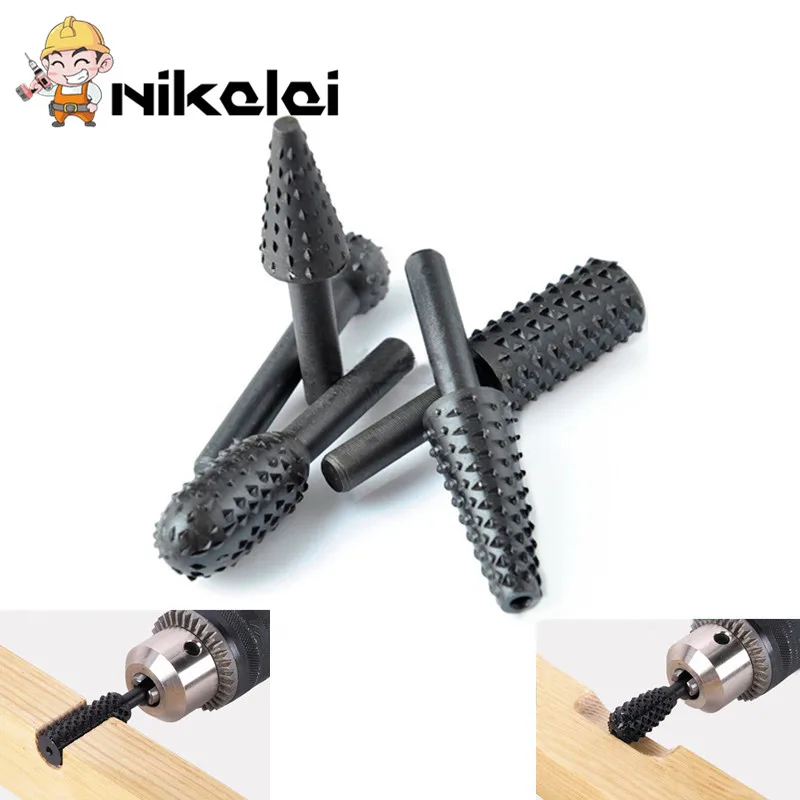 

5pcs hss Power Tools Woodworking rasp chisel shaped rotating embossed grinding head power tool engraving pattern cutter milling