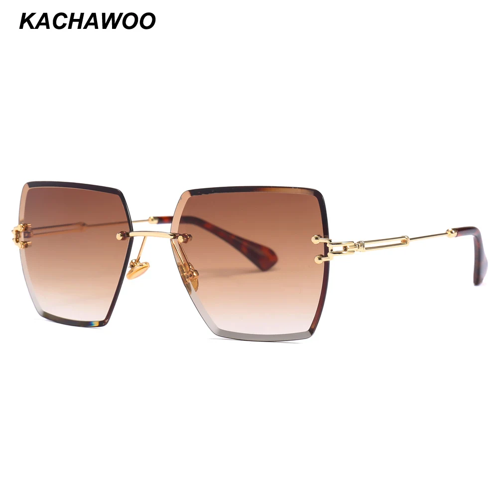 Kachawoo, женские солнцезащитные очки без оправы, женские металлические градиентные линзы, коричневые, черные, квадратные солнцезащитные очки, Женские аксессуары, лето