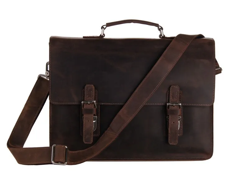 Nesitu Высококачественный винтажный мужской портфель из натуральной кожи Crazy Horse, сумка-мессенджер 14 дюймов, сумка для ноутбука, портфель# M7223