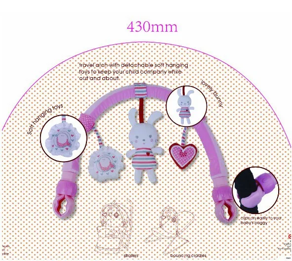 Sozzy розовая детская коляска автомобиль клип токарные станки кровать висит погремушка колокол кролик плюшевые игрушки сиденья взять вдоль