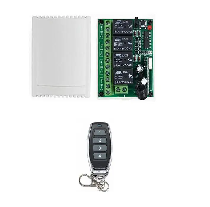 

Universal Wireless Remote Control Switch DC12V 4CH relay Receiver Module 4 channel RF Remote Transmitter Lght switches