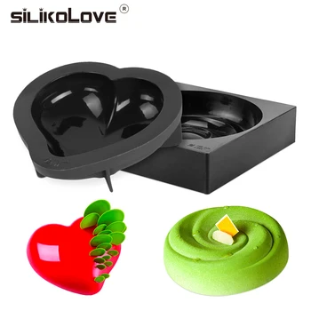 

SILIKOLOVE Hot 2 Pcs Heart Silicone Cake Mold Nonstick Baking Mousse Pan Dessert Decoration Tools Black Silicone Forms Baking