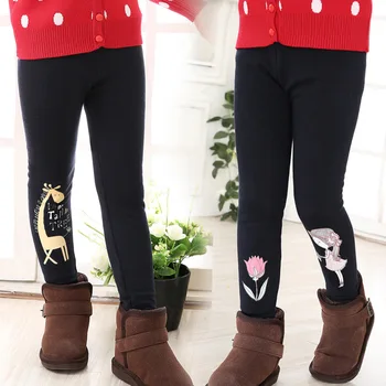 Winter Girls Leggings Thickening Warm Pants Children's Long Trousers Kids Cartoon Skinny Clothing Winter Legging Girl 4-14 Years 3