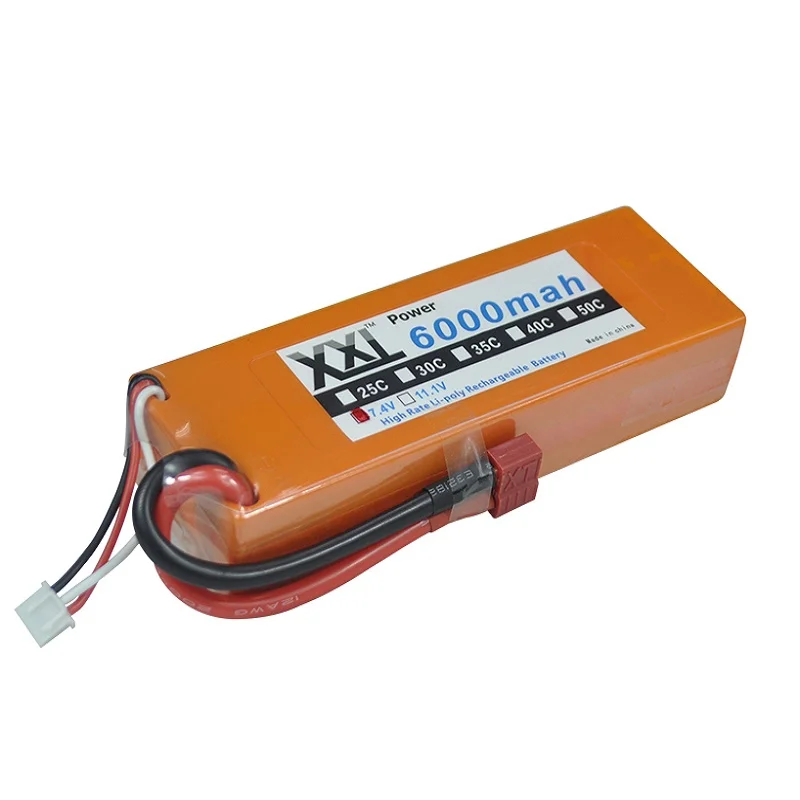 XXL 2S 7.4V 6000mAh 60C Max 120C RC Car Lipo Battery Hard Case Orange