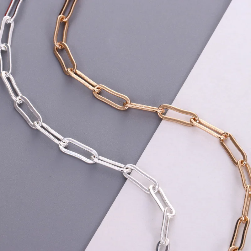 

4mm Hollow Rectangle Chain Silver Gold Link Copper Chains For Handmade Jewelry Bracelets Necklace Making 10m/roll Wholesale