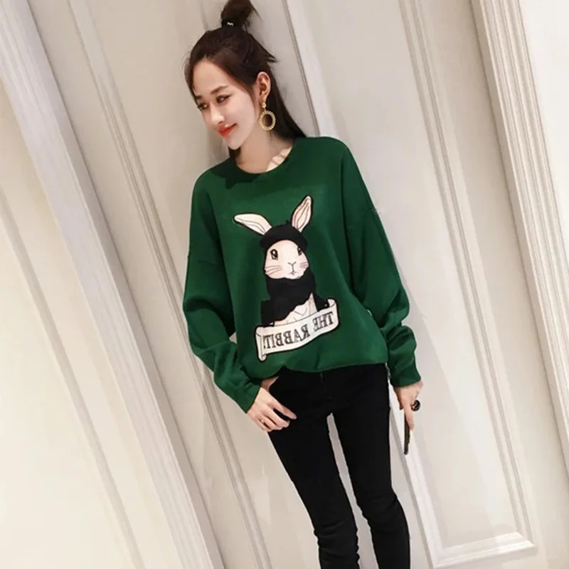 

Long Sweatshirt Mid-length Women Fall Loaded 2019 New Loose Thin Cartoon Print Round Neck Wind Student Jacket Sweatshirt Kawaii
