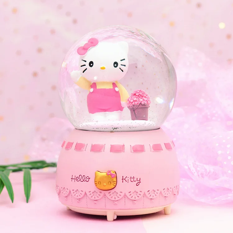 Рисунок «Hello Kitty» Автоматическая таяния снега с подсветкой светящиеся музыкальная шкатулка в виде хрустального шара Креативные Детский подарок домашний декор Подарочная музыкальная шкатулка Рождество - Цвет: KT standing