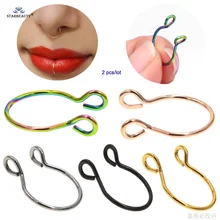 Топ 2 шт 20 г гибкое U кольцо для носа кольцо перегородка кольца из нержавеющей стали имитация пирсинга для носа ювелирные изделия для пирсинга