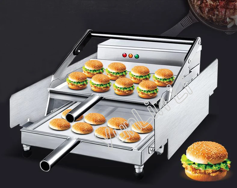 12pcs*2 Layers Hamburger Baking Machine Commercial Fast Heating Burger Maker Joint Equipment with Non-Stick Pan