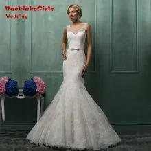Robe Mariage Lace Mermaid Wedding Dress 2017 Sexy V Neck Bow Court Train Vintage Vestido De Noiva Custom Made