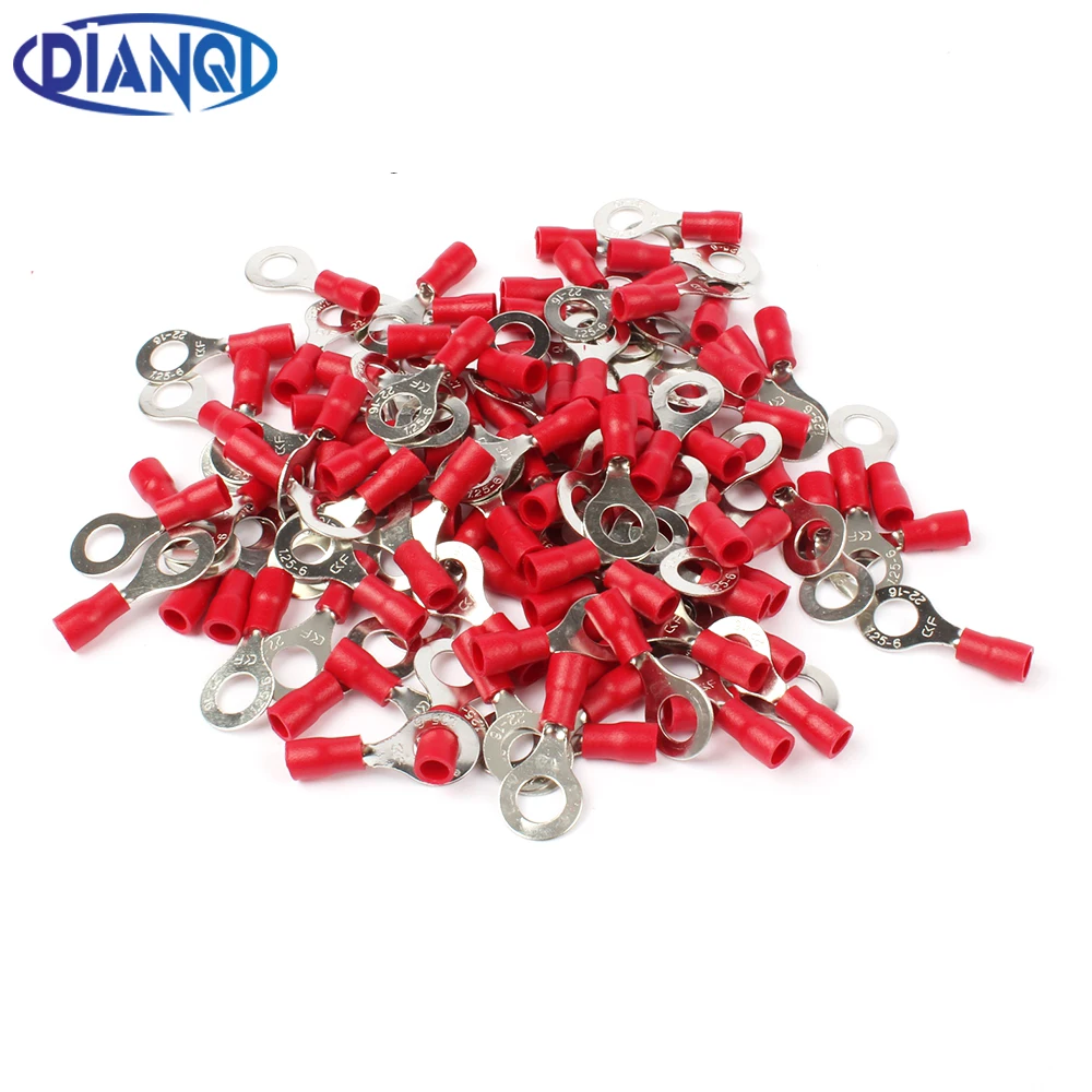 DIANQI Φ Red 22-16 AWG 0 5-1 5 мм2 изолированный кольцевой коннектор соединительный кабель