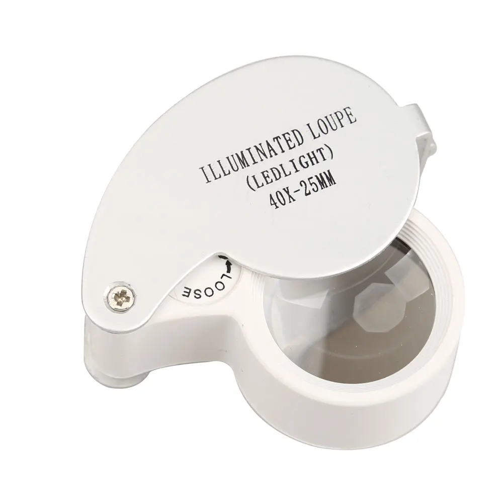 High quality 40x 6 shaped 25mm Lens Jewelry Magnifier Illuminated Loupe