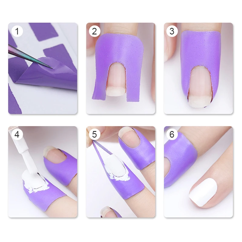 BORN PRETTY Peel Off Tape Spill-resistant Nail Protector Black White Pink Creative U-shape Finger Cover Sticker Nail Polish