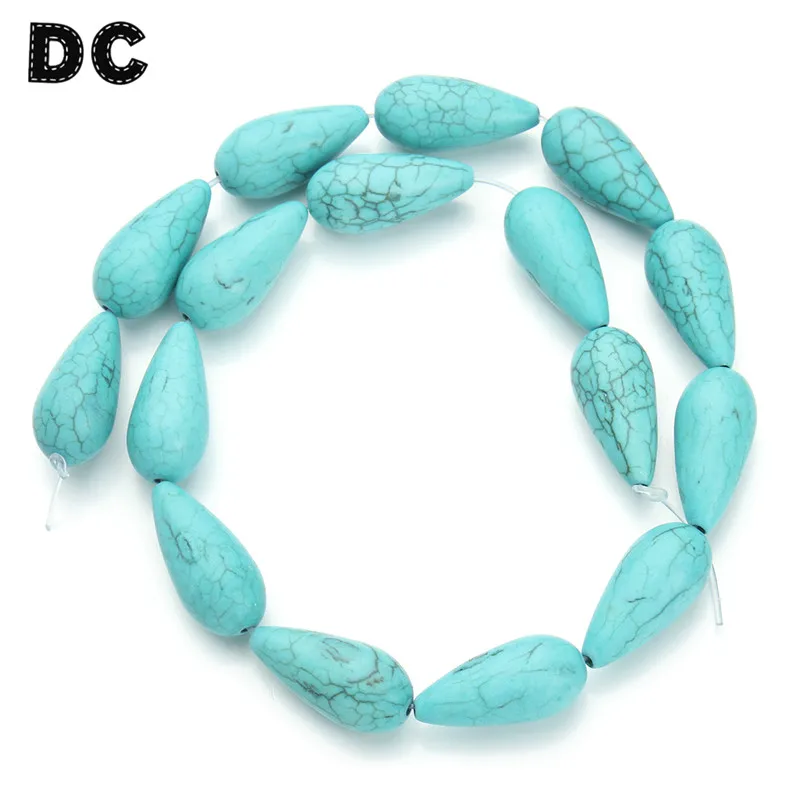 

DC 1 Strand Oval Waterdrop Bulk Big Blue Bead Stone Loose Spacer Charm Beads 12*25mm for Bracelet Necklace DIY Making