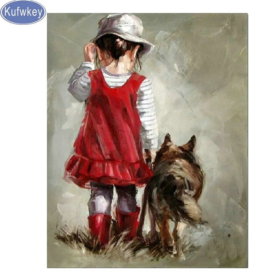 

5D,DIY,Diamond Embroidery,girl and dog,Diamond Painting Cross Stitch Full Mosaic rhinestones Needlework,art,mazayka