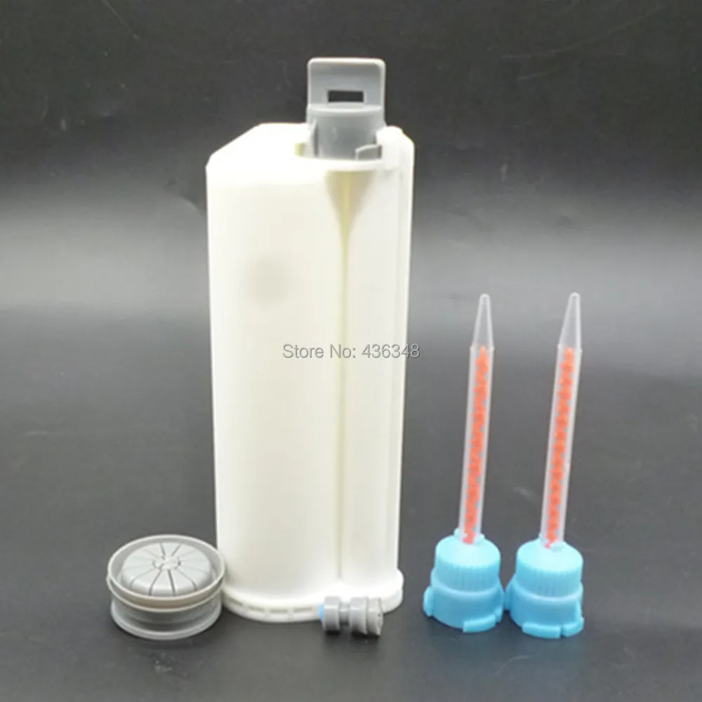 Plastic Repair AB Glue 50ml Ratio 10:1 Cartridge Adhesive Tube Cartridge Assembly with 2 Nozzle for 50ML AB Glue Dispensing Gun