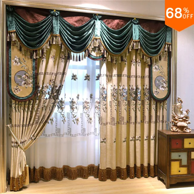 Condes de mediana edad transformadores de lujo cortinas verdes clásicos salones comedor cortina dormitorio cortina de.jpg 640x640.jpg Cortinas de comedor