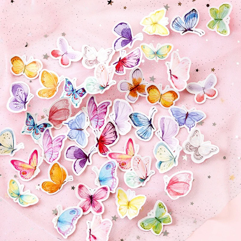 

45 pc/box Colour profusion butterfly stickers adhesive paper sticker diy Handmade Gift Card photo album Scrapbook decor sticker