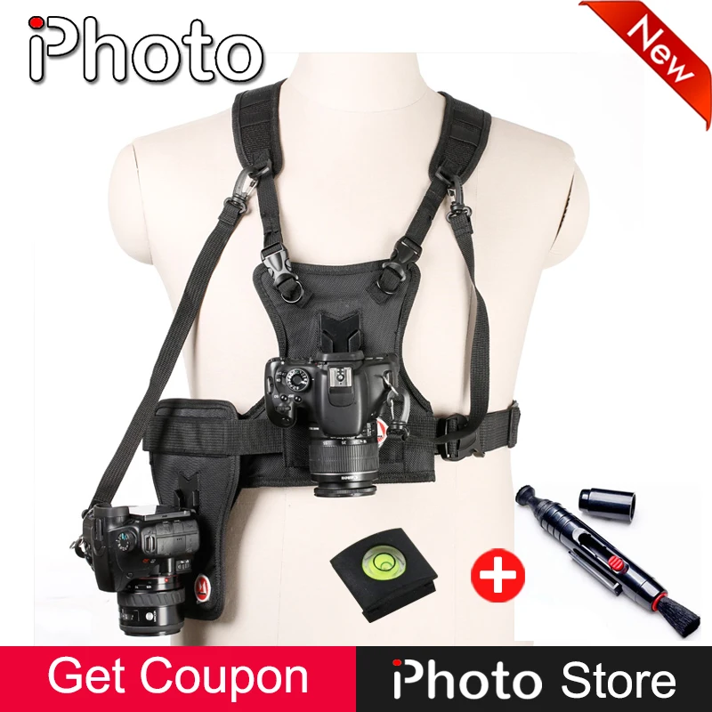 

Micnova MQ-MSP01 Carrier II Multi Dual 2 Camera Carrying Chest Harness System Vest Quick Strap with Side Holster for DSLR Camera