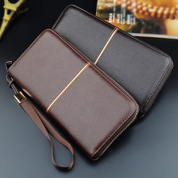 

Men Long Wallets Purse Storage Bag PU Zipper Fashion Durable For Credit ID Card Coin AB@W3