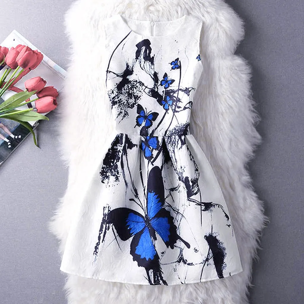

MUQGEW Kids New Fashion Summer Children Baby Girl Sleeveless Dress Sleeveless Butterfly Print Party Princess Dress Clothes