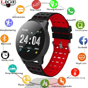 

LIGE2019 New Smart fitness Watch Bluetooth Smart Bracelet Sport Watch Heart Rate Monitor Snapshot Smart Bracelet For Android iOS