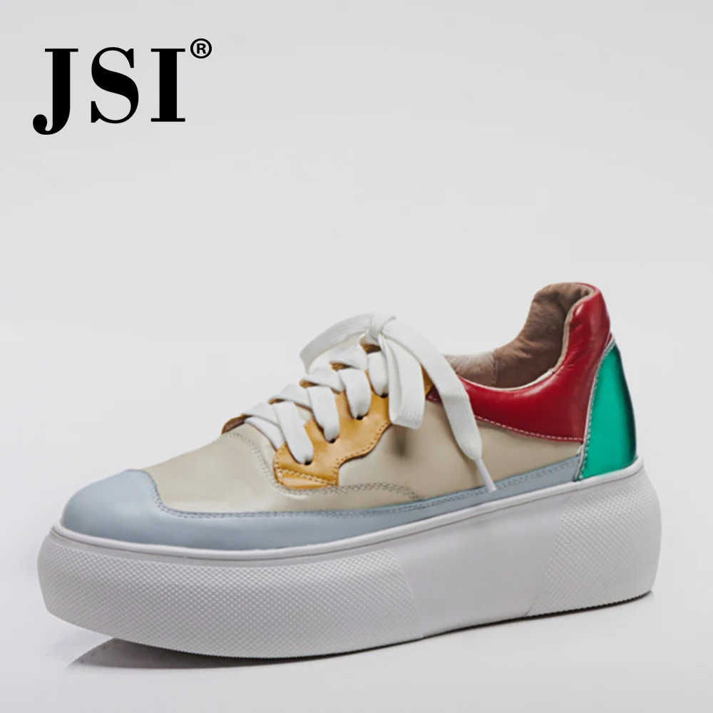

JSI New Fashion Genuine Leather Ladies Sneakers Spring Autumn Casual Round Toe Movement Shoes Mixed Colors Women Sneakers JO191