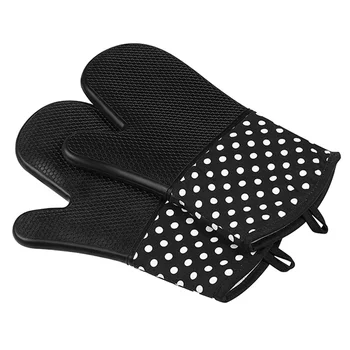

2 pcs Oven Gloves Heat-resistant Silicone Non-slip Baking Tool Kitchen Glove for Restaurant