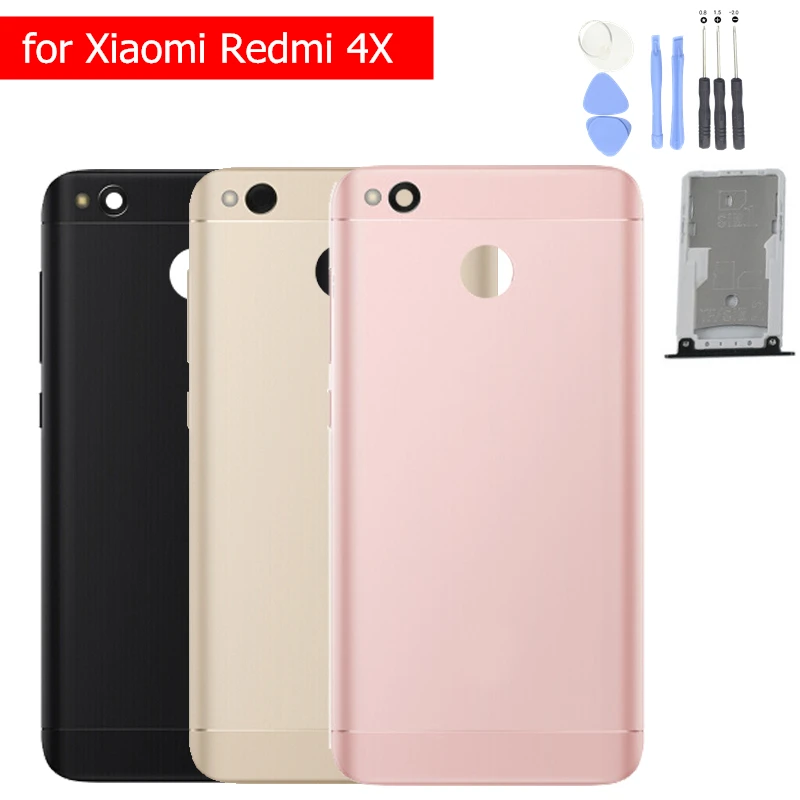 

Original for Xiaomi Redmi 4X Battery Back Cover Rear Housing Metal Door Camera Glass Lens Card Tary Holder Repair Spare Parts