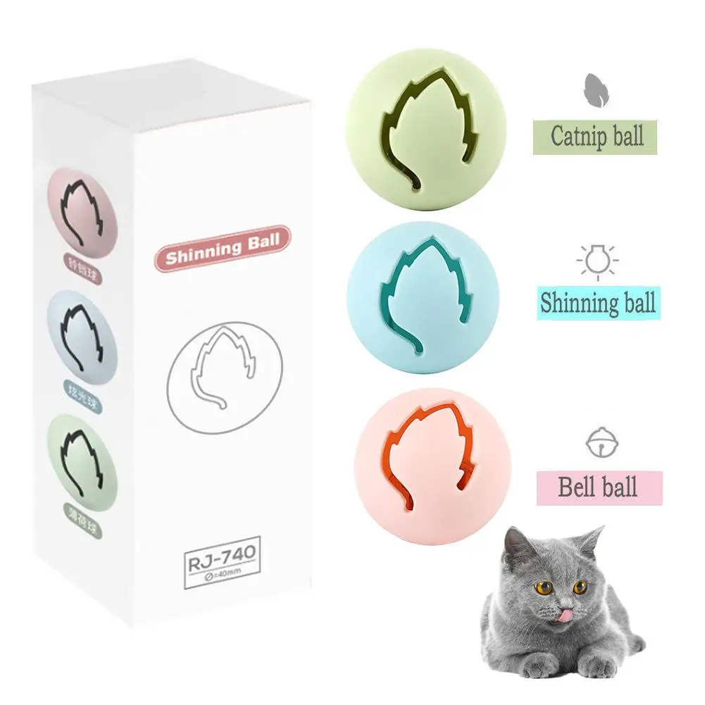 

3 Pcs/Set Cat Toy Catnip Ball Flashing Bell Ball Sound Interactive Toy for Entertainment Playing Training Cat Supplies 20E