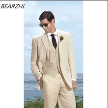 Смокинг Жениха Лучший мужчина костюм Свадебный одежда жениха Формальные смокинг бежевый изготовление под заказ костюм