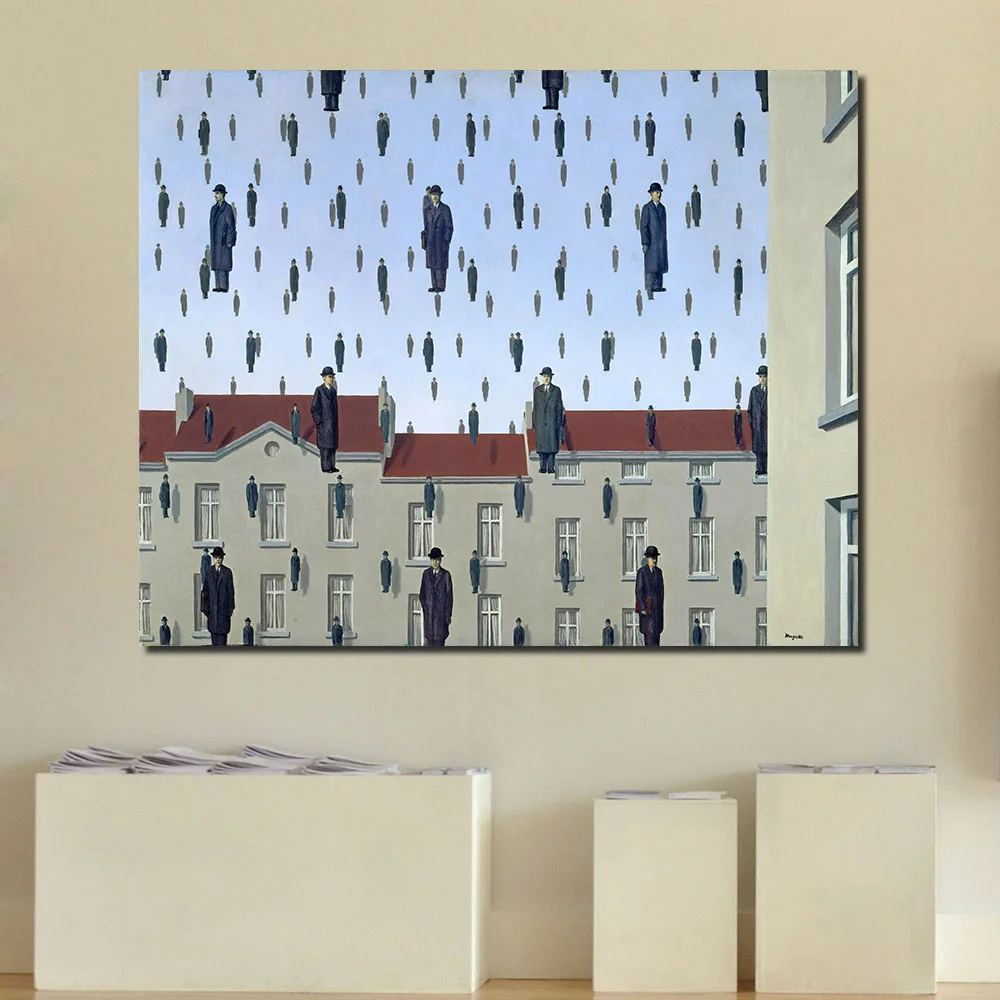 JQHYART Rene Magritte Golconda 1953 картина маслом на холсте Moder домашний Декор картина настенные картины для гостиной без рамки